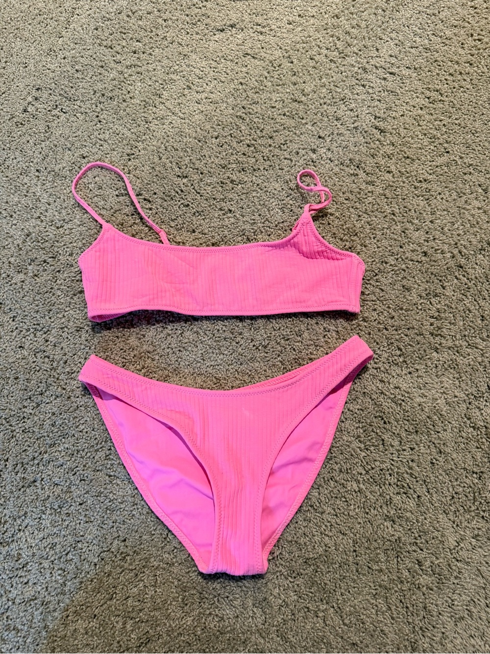 Triangl Pink Ribbed Bikini Set